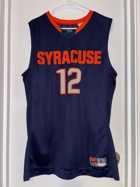 Nike Navy and Orange Syracuse Basketball Jersey - Size L